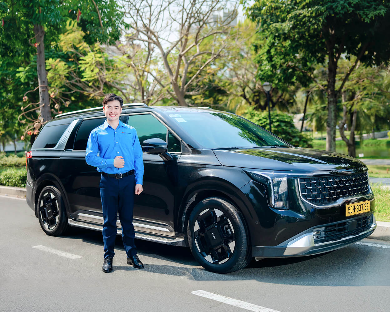 Black car and driver