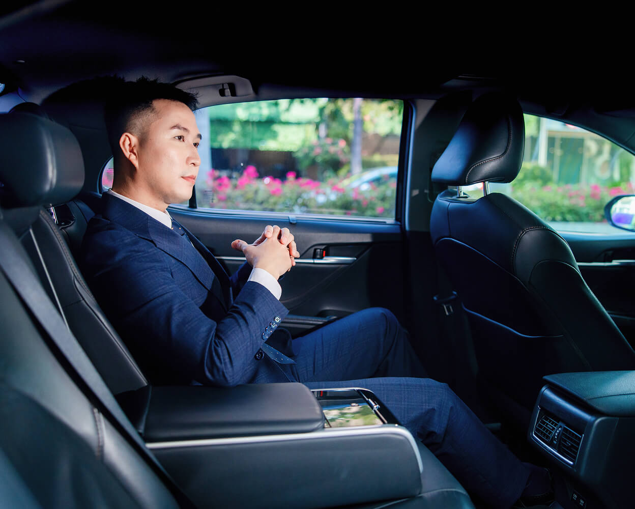 Executive inside a car