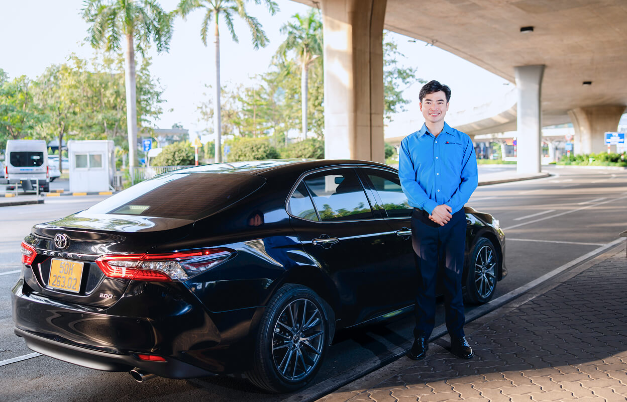 Black car and driver