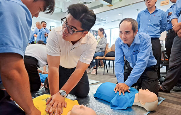 Training on CPR methods and AED usage