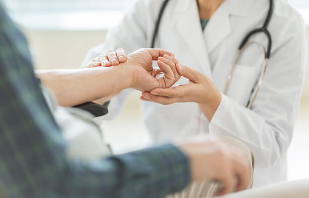 Man undergoing a health check-up at a hospital